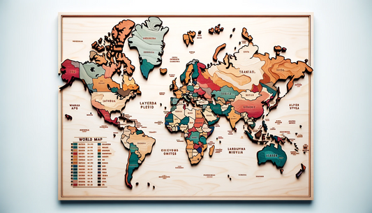 Grand Voyager - Framed picture with Wooden World Map